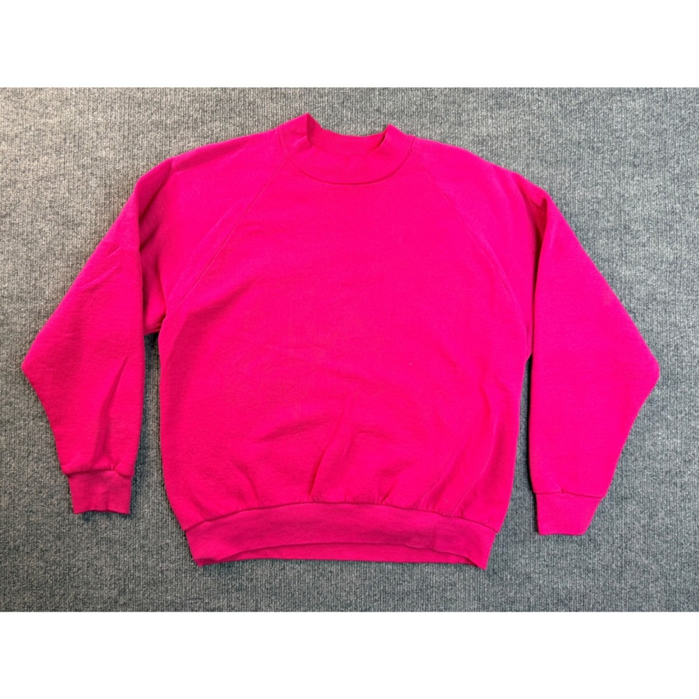 Vintage Fruit of the Loom Sweatshirt L Pink Cotton Blend Crewneck 90s USA Made